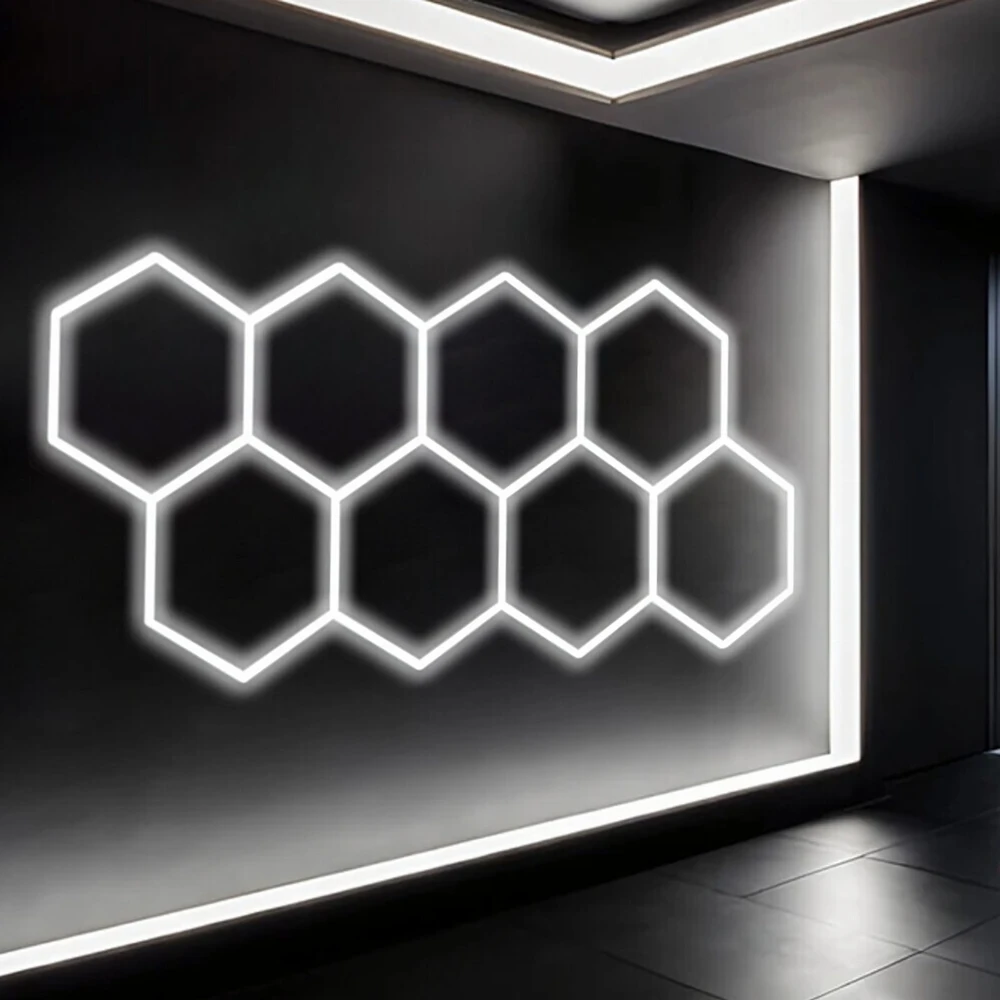 Panel Hurtowy Realb2B Lampa Led Hexagon Panel Oświetlenie Warsztat Garaż Dom 257x244cm 280W 6500K