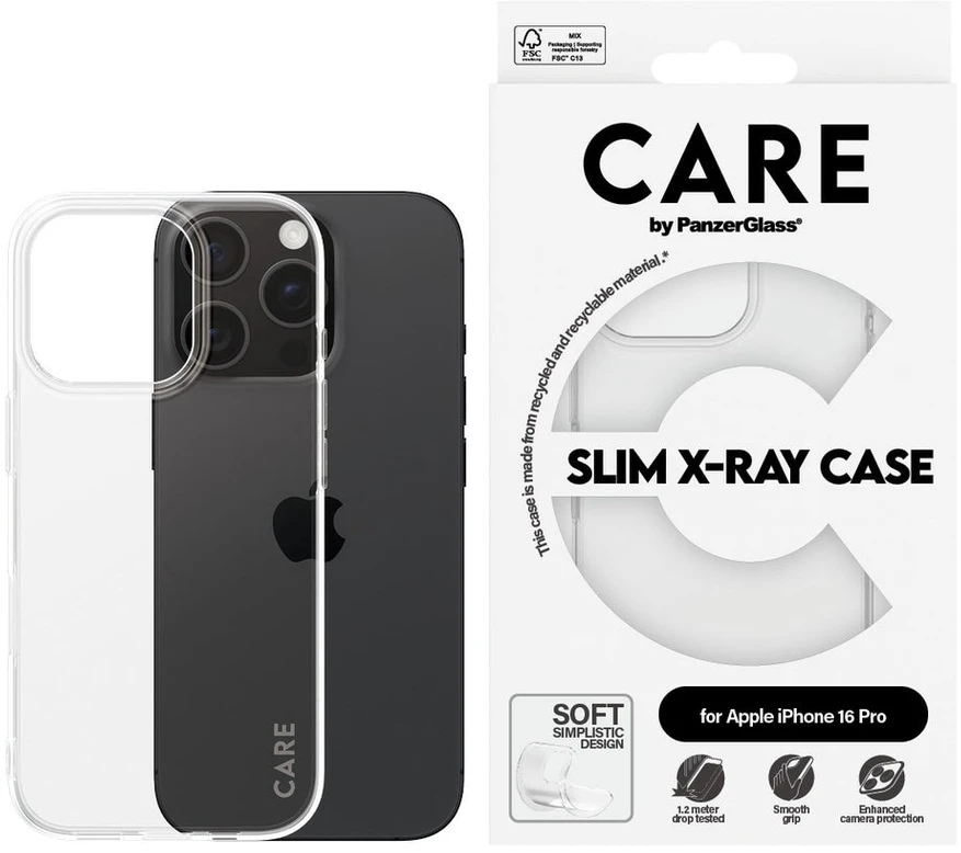 Panzer Glass CARE by PanzerGlass X-Ray Soft Basic Apple iPhone 16 Pro 6.3" dėklas telefonui skaidrus/Transparent 1442