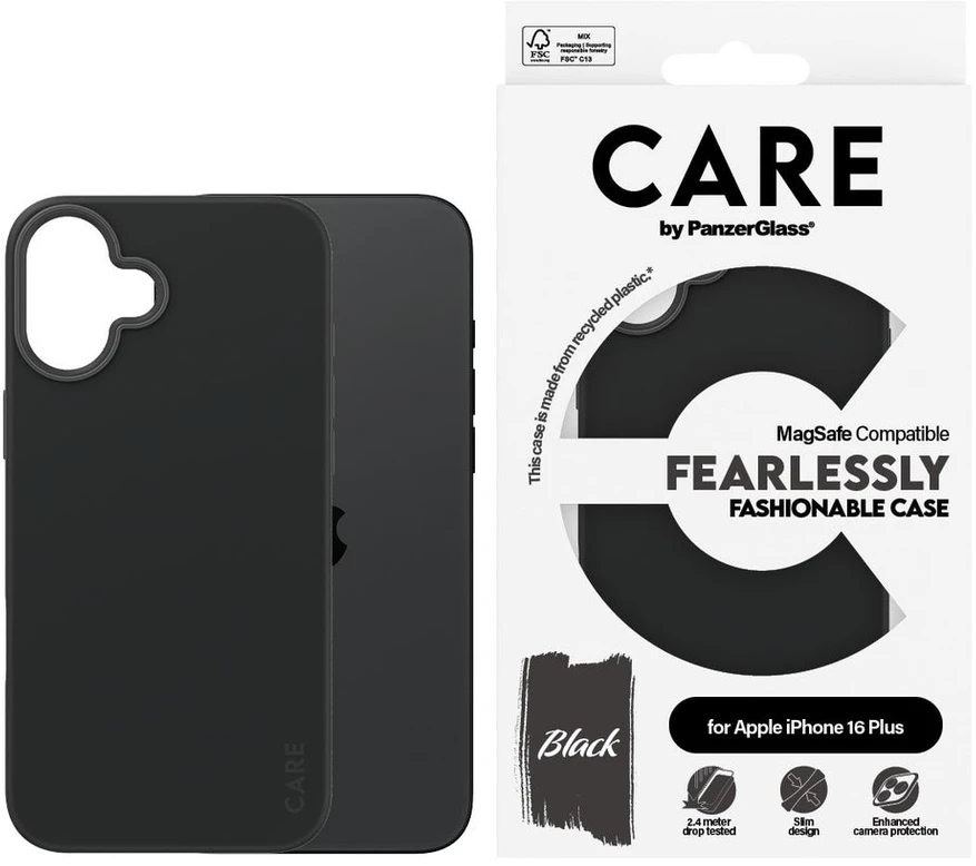 Panzer Glass CARE by PanzerGlass Fashion Apple iPhone 16 Plus 6.7" dėklas telefonui juodos spalvos/dėklas telefonui juodos spalvos MagSafe 1379
