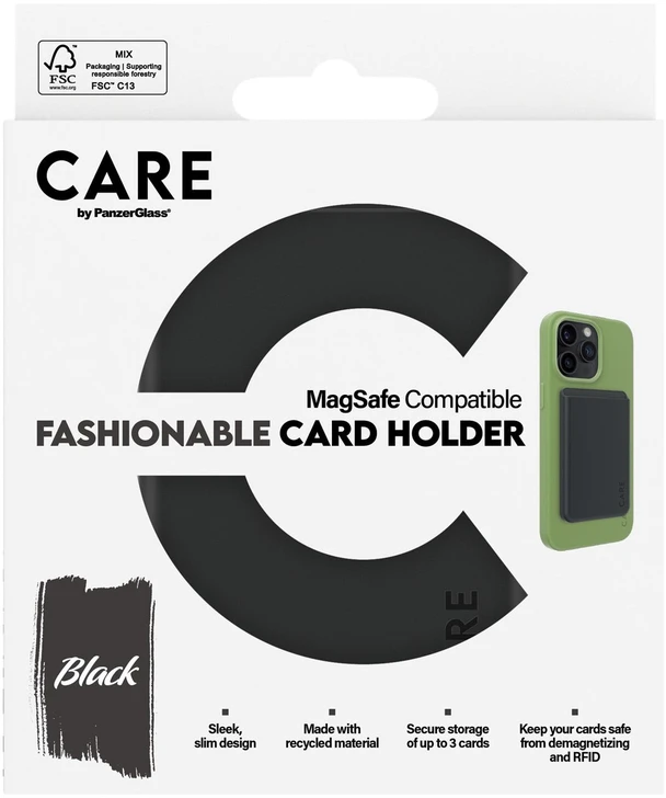 Panzer Glass „CARE by PanzerGlass“ – kortelių dėklas – juodas – „iPhone“