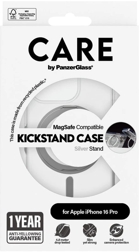 Panzer Glass CARE by PanzerGlass Feature Kickstand Apple iPhone 16 Pro 6.3" sidabrinis/sidabrinis MagSafe 1326