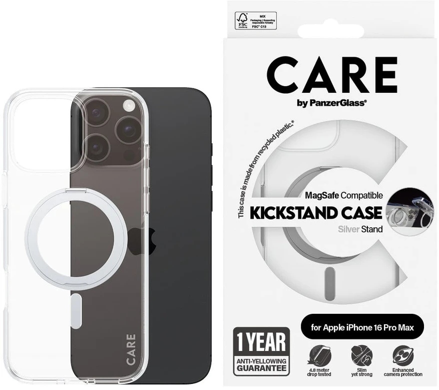 Panzer Glass CARE by PanzerGlass Feature Kickstand Apple iPhone 16 Pro Max 6.9" sidabrinis/sidabrinis MagSafe 1328