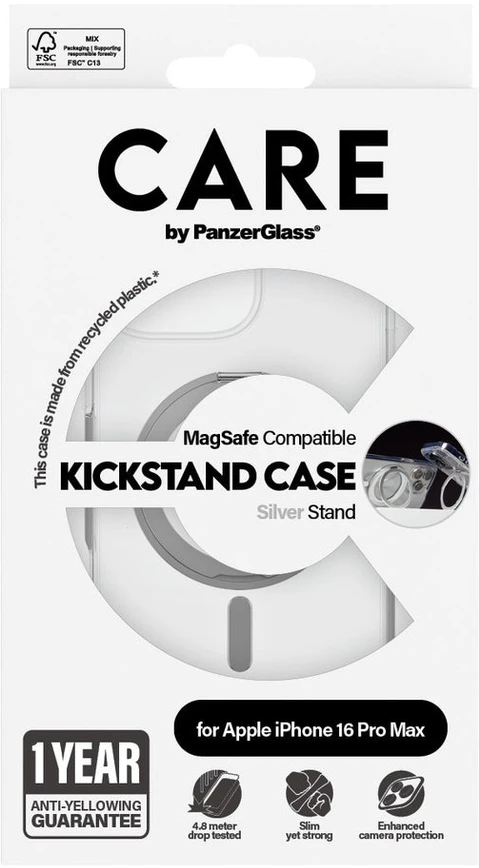 Panzer Glass CARE by PanzerGlass Feature Kickstand Apple iPhone 16 Pro Max 6.9" sidabrinis/sidabrinis MagSafe 1328