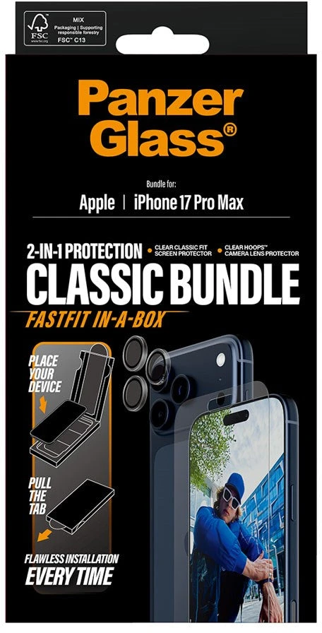 Panzer Glass „PanzerGlass 2-in-1“ klasikinis rinkinys | Ekrano apsauga / objektyvo apsauga | „Apple“ | „iPhone 17 Pro Max“ | Skaidri