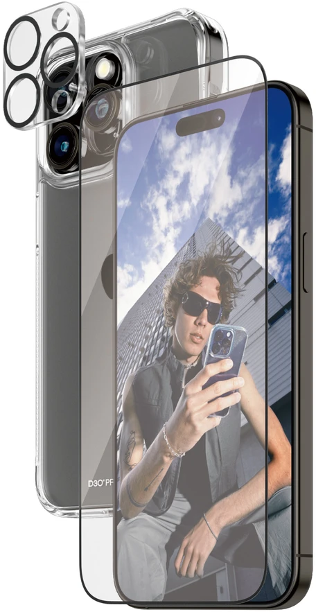 Panzer Glass PanzerGlass Bundle 3in1 set dėklas telefonui skaidrus + plėvelė + kameros apsauga Apple iPhone 15 Pro Max