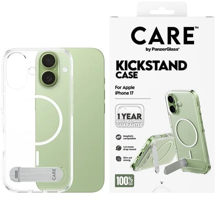 „Panzer Glass CARE by PanzerGlass“ apsauginis dėklas su atramėle „MagSafe“, skirtas „iPhone 17“ – permatomas