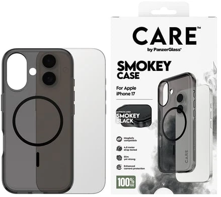 „Panzer Glass CARE by PanzerGlass Flagship Urban Explorer“ su Juodu „MagSafe iPhone 17“ dinaminiu dėklu