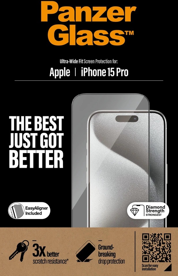 Panzer Glass PanzerGlass | Ekrano apsauga | Apple | iPhone 15 Pro | Stiklas | Išvalyti | Lengvas montavimas; Atsparus pirštų atspaudams; Apsaugo nuo pageltimo | Itin platus pritaikymas
