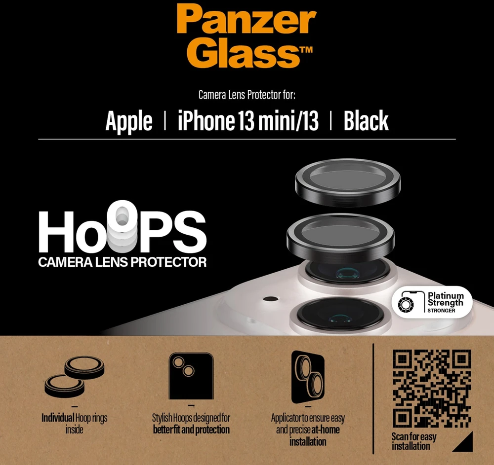 Panzer Glass „PanzerGlass“ – „Hoops“ kameros objektyvo apsauga „iPhone 13 mini“ – 13 – juoda