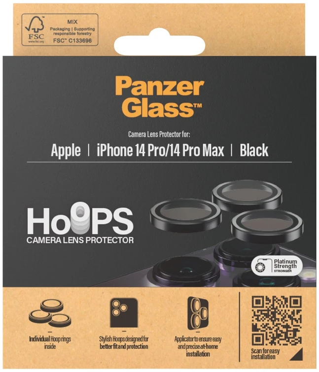 Panzer Glass „PanzerGlass“ – „Hoops“ kameros objektyvo apsauga „iPhone 14 Pro/14 Pro Max“ – juoda