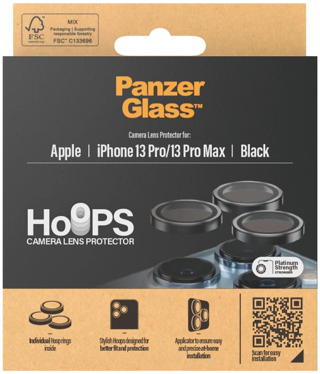 Panzer Glass „PanzerGlass“ – „Hoops“ kameros objektyvo apsauga, skirta „iPhone 13 Pro“ – „13 Pro Max“ – juoda