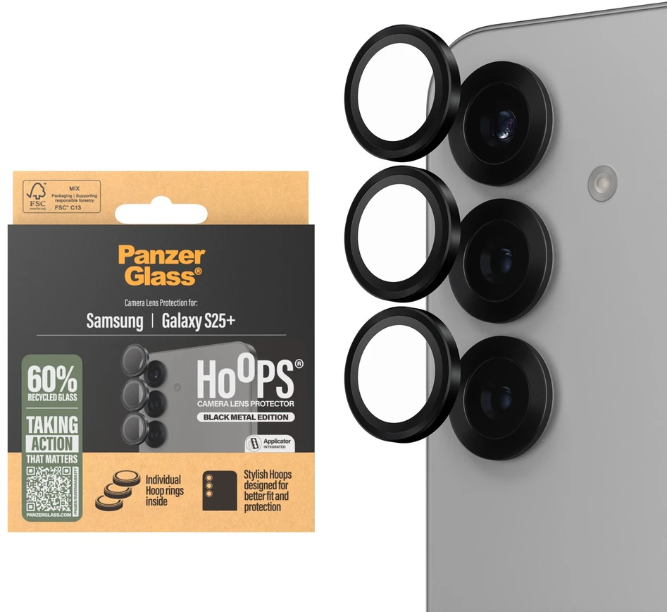 Panzer Glass Ekrano apsauga kamerai PanzerGlass Hoops Lens Protector Samsung Galaxy S25 Plus juodos spalvos