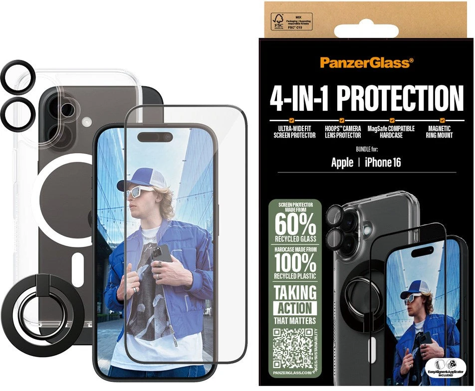 Panzer Glass „PanzerGlass“ – „iPhone 16“ – 4 viename apsaugos rinkinys