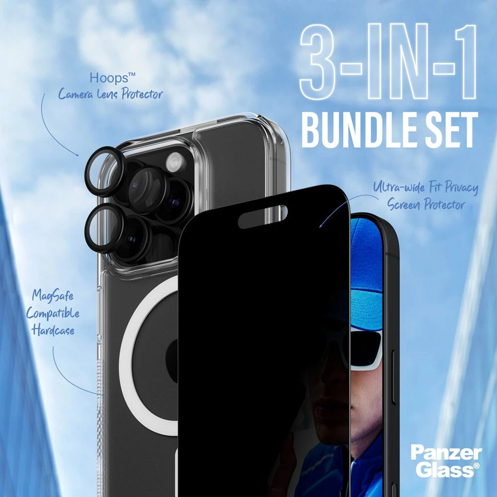 Panzer Glass „PanzerGlass“ – „iPhone 16 Pro 3 viename“ privatumo paketas