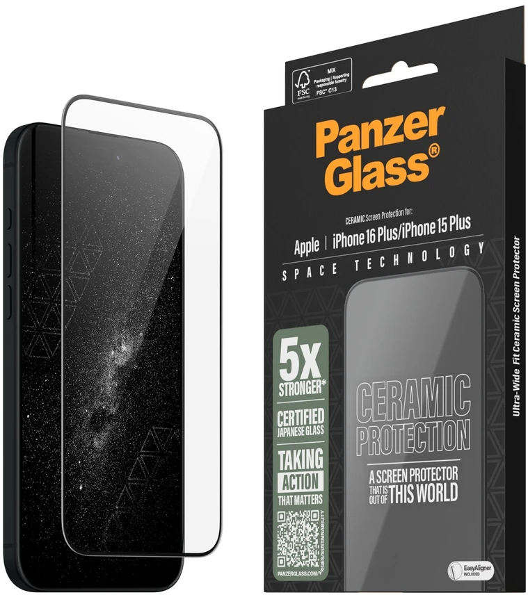 Panzer Glass PanzerGlass Ceramic ekrano apsauga Apple iPhone 16 Plus, Ultra-Wide Fit