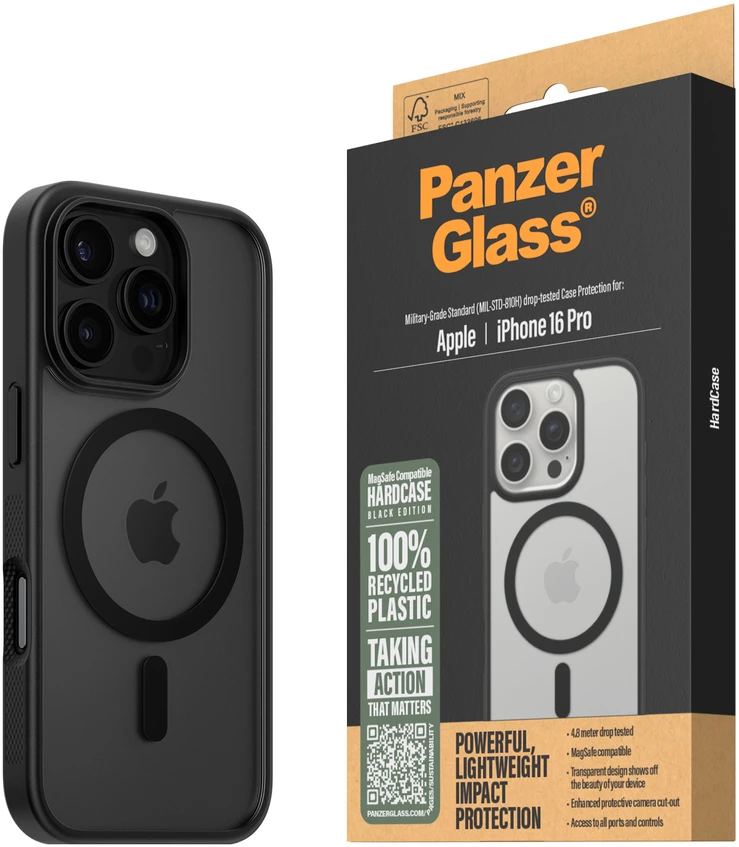 Panzer Glass PanzerGlass HardApple iPhone 16 Pro 6.3" dėklas telefonui juodos spalvos/dėklas telefonui juodos spalvos MagSafe 1302