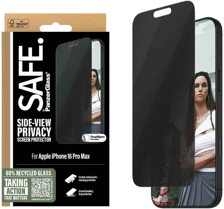 Panzer Glass PanzerGlass SAFE Privatumo ekrano apsauga Apple iPhone 16 Pro Max, ypač platus (skaidrus)