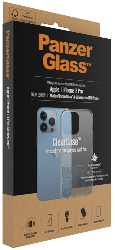 Panzer Glass PANZERGLASS CLEAR CASE IPHONE 13 PRO ANTIBAKTERINIS KARINIS KLASĖS CLEAR