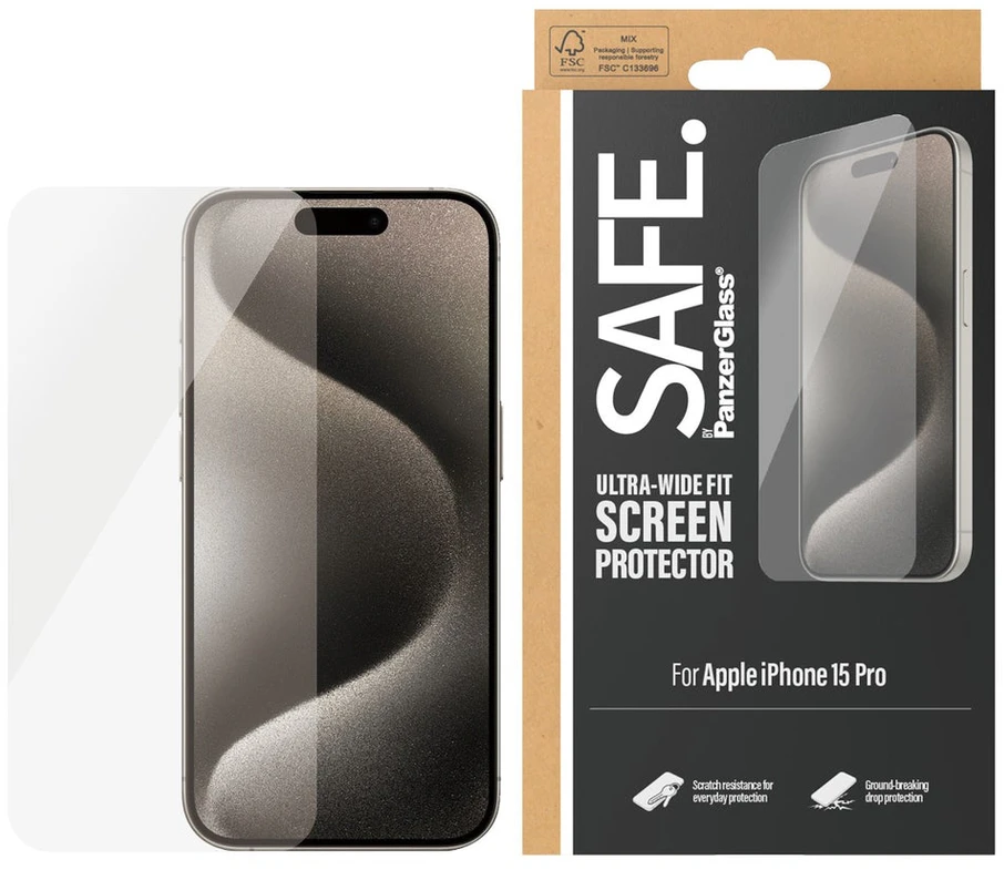 Panzer Glass PanzerGlass | SAUGU | Ekrano apsauga | Apple | iPhone15 PRO | Stiklas | Išvalyti | Itin platus pritaikymas