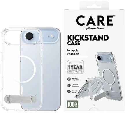 „Panzer Glass CARE by PanzerGlass“ apsauginis dėklas su atramėle „MagSafe“, skirtas „iPhone Air“ – skaidrus