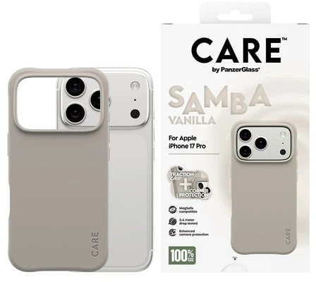 „Panzer Glass CARE by PanzerGlass“ madingas „Samba MagSafe“ dėklas, skirtas „iPhone 17 Pro“ – pilkas
