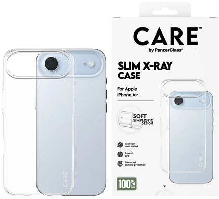 „Panzer Glass CARE by PanzerGlass“ madingas minkštas „X-Ray“ dėklas, skirtas „iPhone Air“ – permatomas