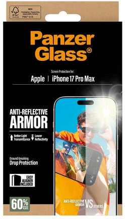 Panzer Glass „PanzerGlass“ – neatspindintis šarvuotas ekrano apsauginis dėklas – „iPhone 17 Pro Max“ – su „EasyAligner“