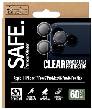 Panzer Glass „PanzerGlass“ – SAFE. Skaidrus kameros objektyvo apsauginis dėklas – „iPhone 17 Pro“ / „17 Pro Max“ / „16 Pro“ / „16 Pro Max“