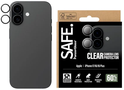 Panzer Glass „PanzerGlass“ – SAFE. Skaidrus kameros objektyvo apsauginis dėklas – „iPhone 17/16/16 Plus“