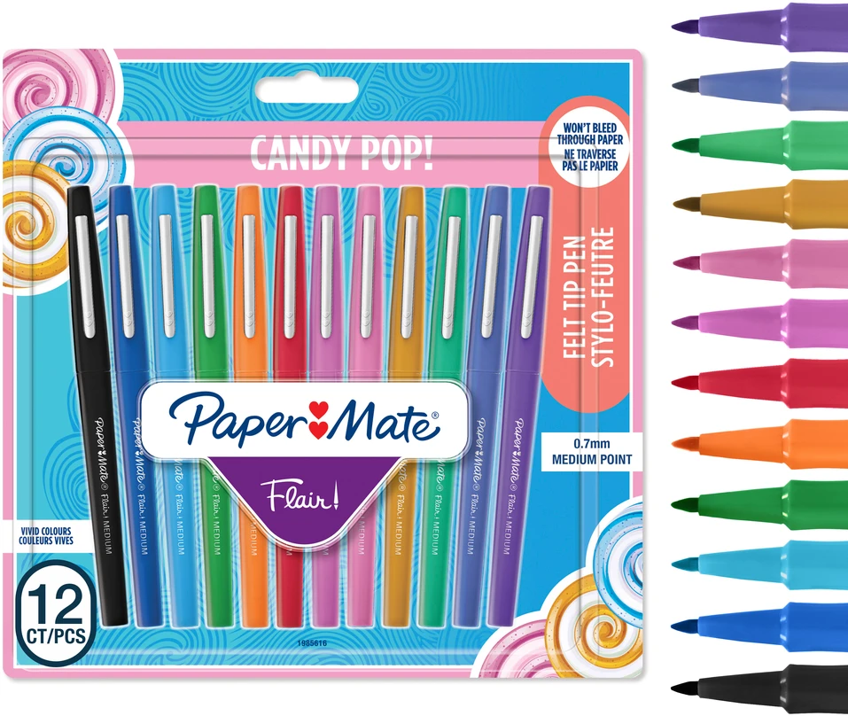 Tušinukų rinkinys piešimui PaperMate Flair Candy Pop 12 - 1985616