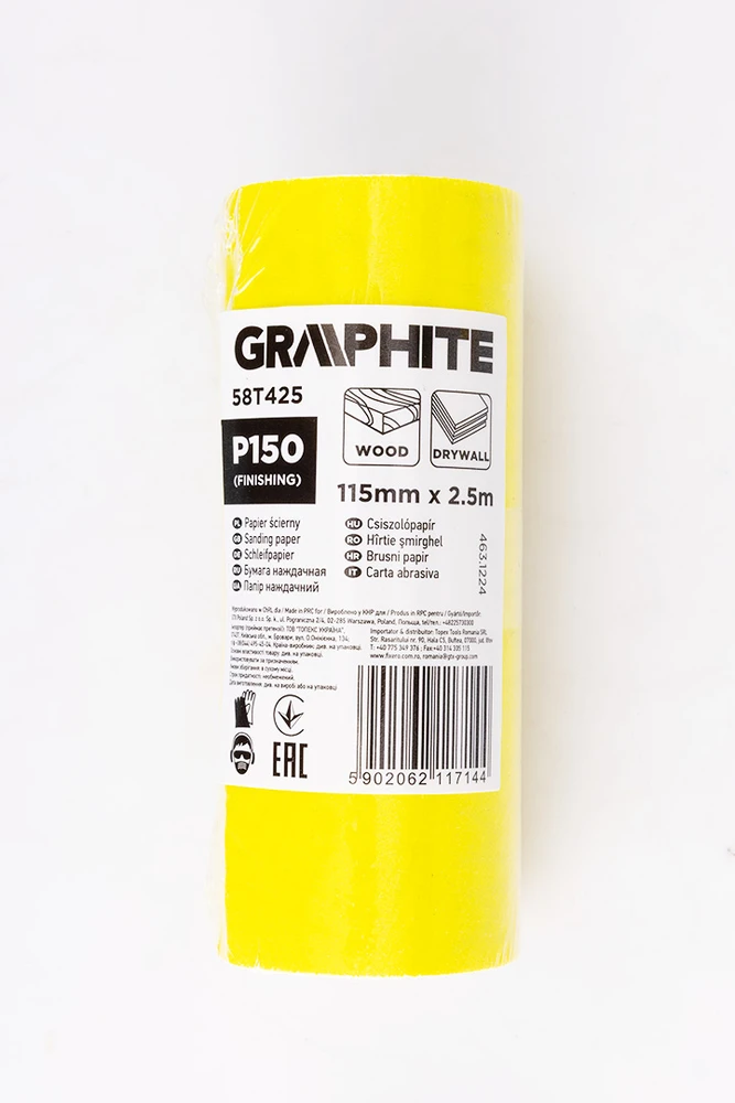 Graphite Papier Geltonas švitrinio popieriaus ritinėlis 2,5 m x 115 mm, P150