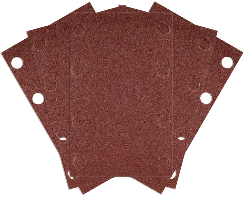 Papier Stačiakampis švitrinis popierius, 8 skylės, 130 x 80 mm, P240, skirtas 04-623, 5 vnt.