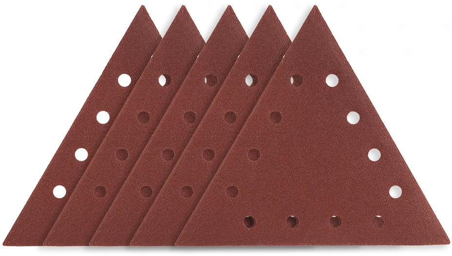 Papier Švitrinis popierius su lipdukais K80, trikampis, su 12 skylių, 5 vnt., šlifuokliui 59G264