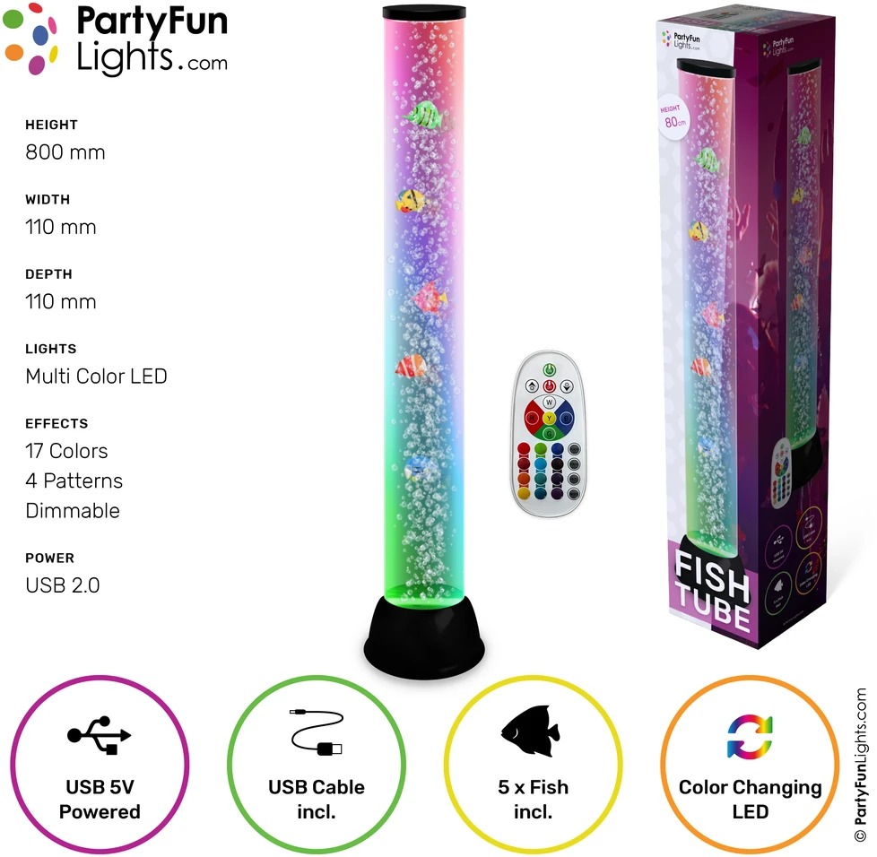 Party Fun Lights „Partyfunlight“ – XXL žuvies formos vamzdinė lempa, aukštis: 80 cm (605405)