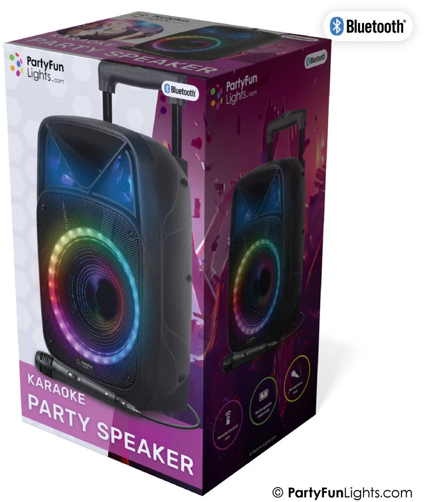 Party Fun Lights Vakarėlio pramogos – karaoke garsiakalbis su rankena ir ratukais – (605603)