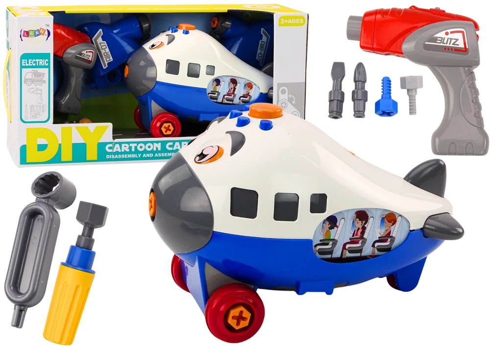 Lean Toys Mėlynas Vaikiškas Lėktuvas su Surinkimo Įrankiais