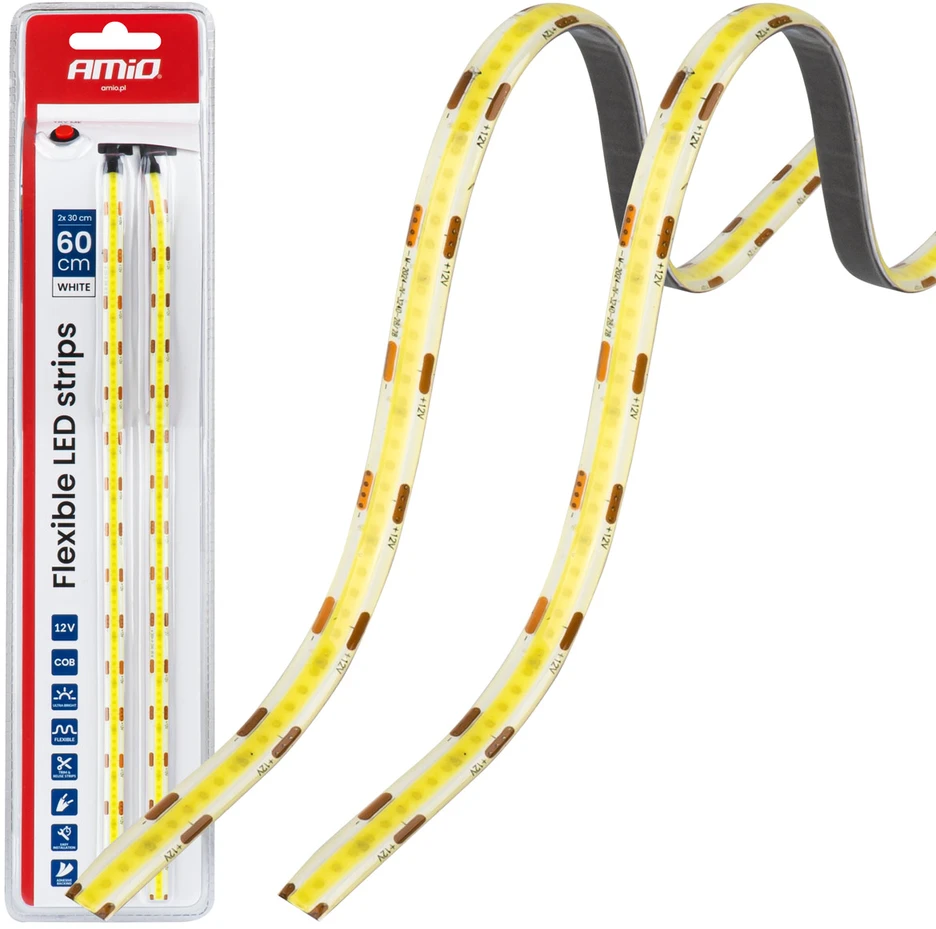 Amio Lanksčios COB LED juostos 2x30 cm 12V, balta