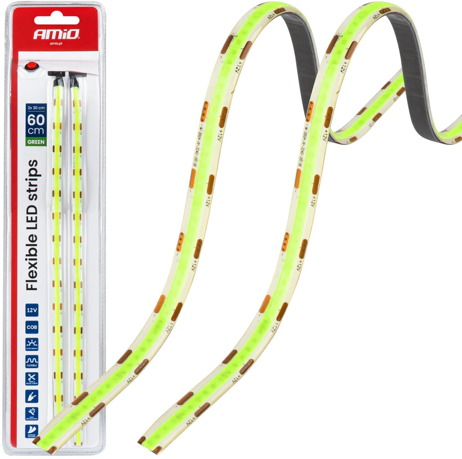 Amio Lanksčios COB LED juostos 2x30 cm 12V, žalia