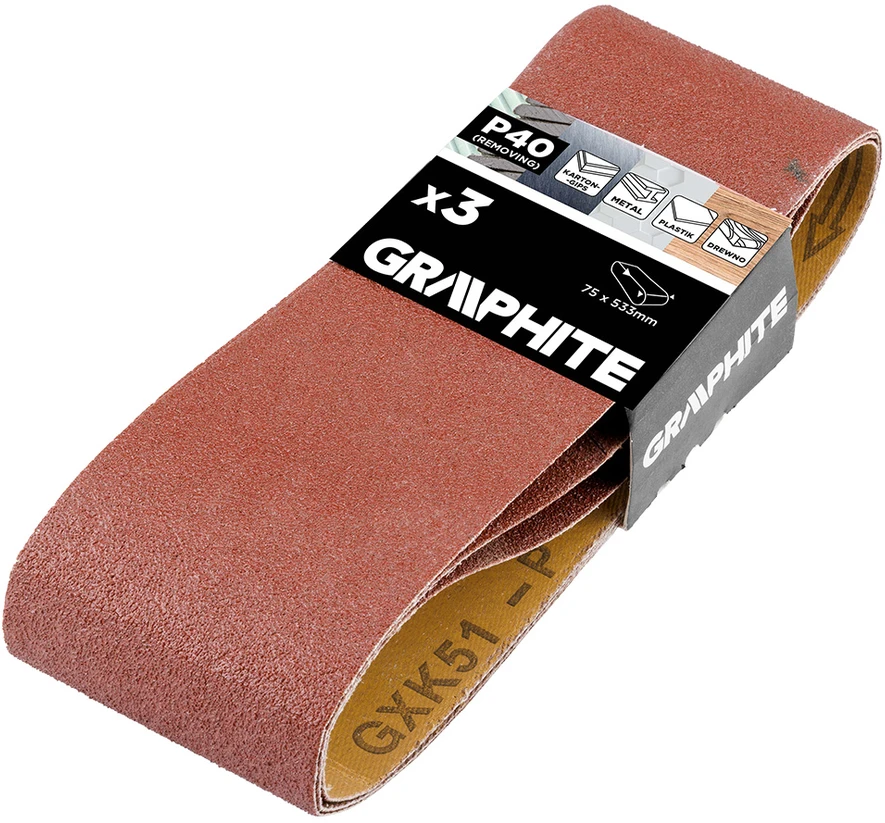 Pasy Begalinės juostos 75 x 533 mm, P40, 3 vnt.