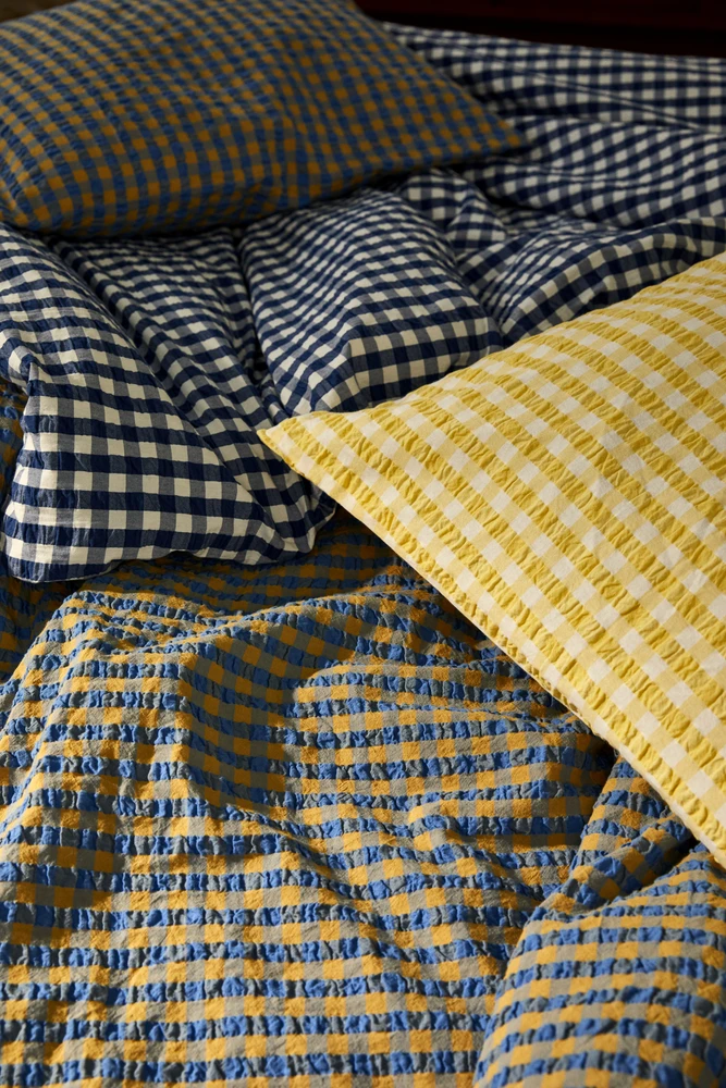 Patalynės komplektas Juna – BækBølge patalynė – mėlyna/ochra – 140x220 cm
