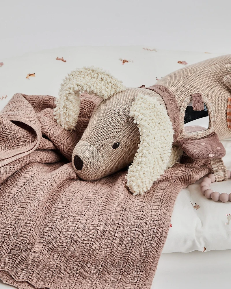 Patalynės komplektas Smallstuff Smulkmena - Antklodė kūdikiui, žuvies kaulas, merino vilna - Milteliai - 80x100 cm (70007-83)