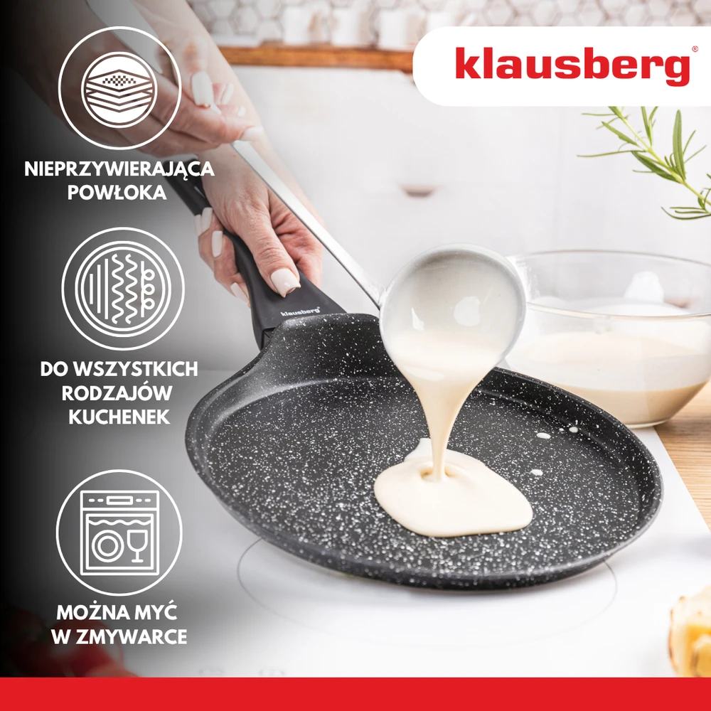 Keptuvė Blynų kepimo forma 24 cm, marmurinė nelimpanti danga, aliuminis, indukcinė, Klausberg, kb-7957
