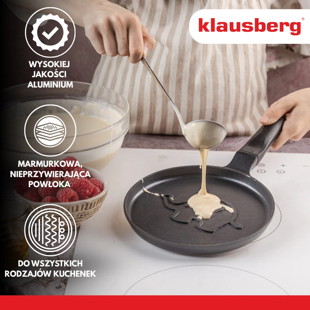 Keptuvė Blynų kepimo forma, dramblio rašto, aliuminio, nelimpanti danga, juoda, 18 cm skersmens, Klausberg, kb-7974