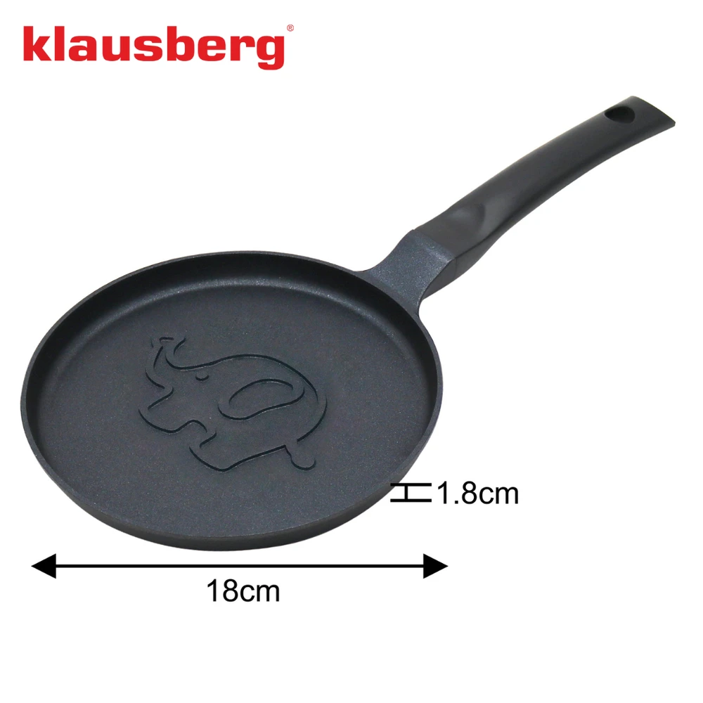 Keptuvė Blynų kepimo forma, dramblio rašto, aliuminio, nelimpanti danga, juoda, 18 cm skersmens, Klausberg, kb-7974