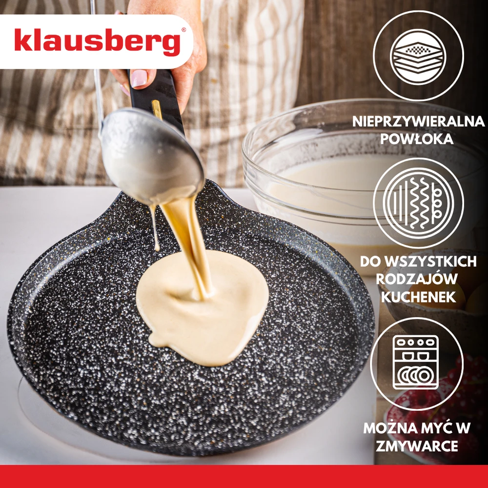 Keptuvė Blynų kepimo forma, juodo marmuro, su nelimpančia danga, 24 cm skersmens, Klausberg, kb-7964