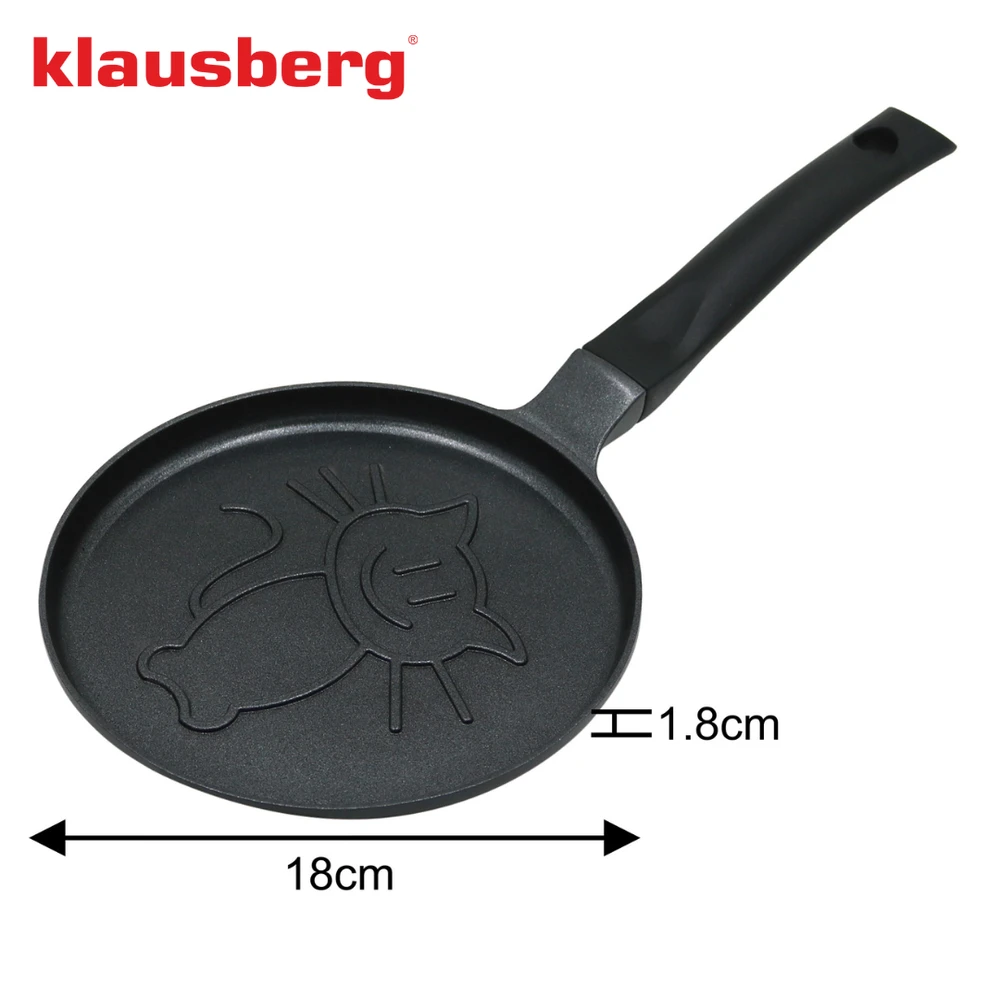 Keptuvė Blynų kepimo forma, kačiuko rašto, aliuminio, nelimpanti danga, juoda, 18 cm skersmens, Klausberg, kb-7973