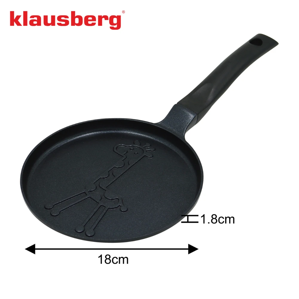 Keptuvė Blynų kepimo forma, žirafos rašto, aliuminio, nelimpanti danga, juoda, 18 cm skersmens, Klausberg, kb-7975