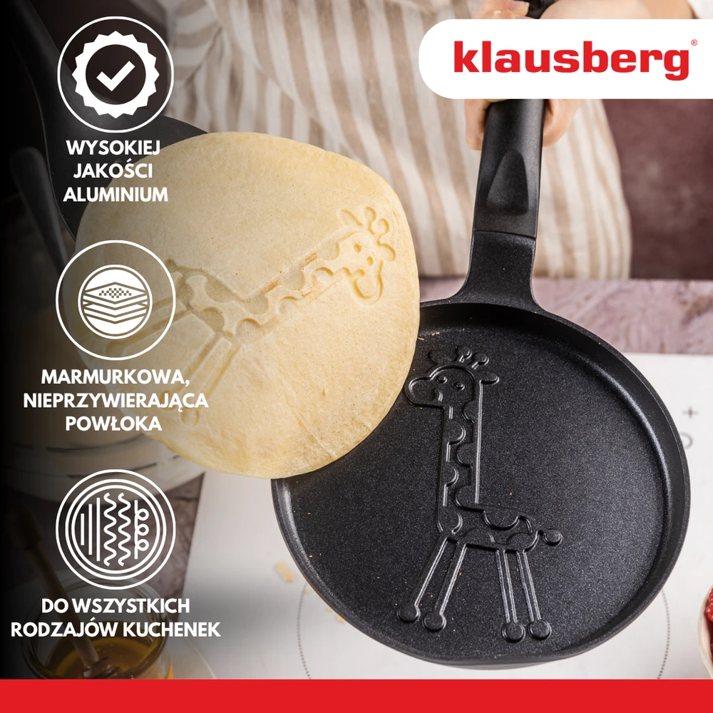 Keptuvė Blynų kepimo forma, žirafos rašto, aliuminio, nelimpanti danga, juoda, 18 cm skersmens, Klausberg, kb-7975