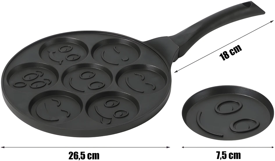 Patelnia Keptuvė Keptuvė blynams, kiaušiniams, blynams, 26 cm neprideganti danga, šypsenėlių formos