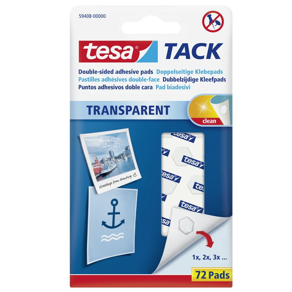 Płatki tesa tack lipnios pagalvėlės, 72 vnt. skaidrios (h5940002) (h5940000)